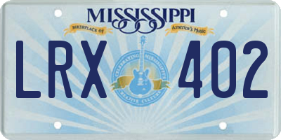 MS license plate LRX402
