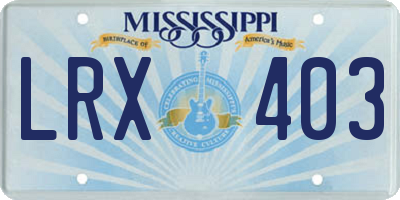MS license plate LRX403