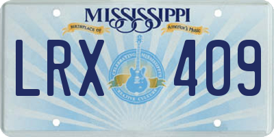 MS license plate LRX409