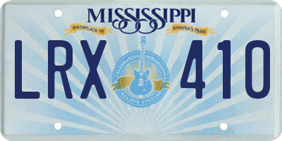 MS license plate LRX410