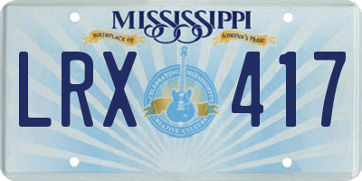 MS license plate LRX417