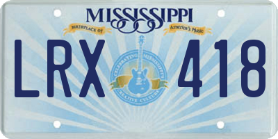 MS license plate LRX418