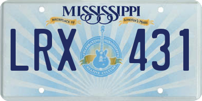 MS license plate LRX431