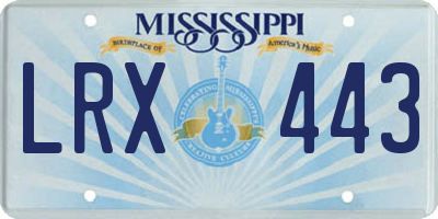 MS license plate LRX443