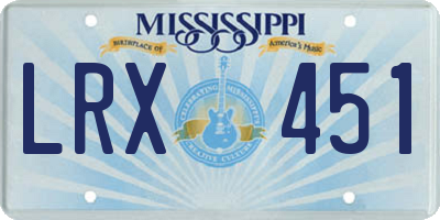 MS license plate LRX451