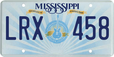 MS license plate LRX458