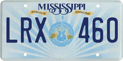 MS license plate LRX460