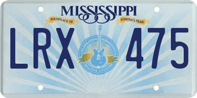 MS license plate LRX475