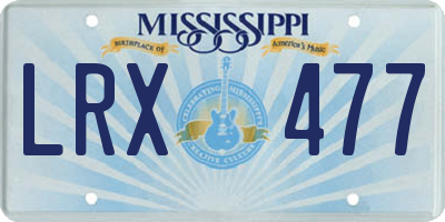 MS license plate LRX477