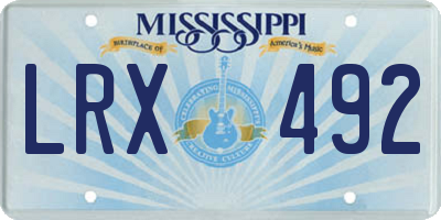 MS license plate LRX492