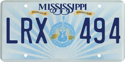 MS license plate LRX494