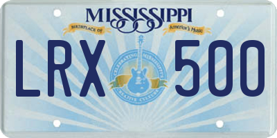 MS license plate LRX500