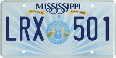 MS license plate LRX501