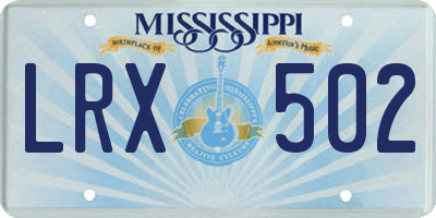 MS license plate LRX502