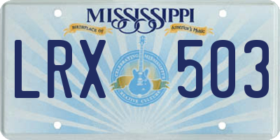 MS license plate LRX503