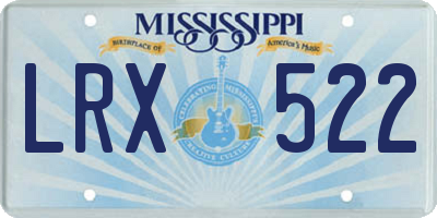 MS license plate LRX522