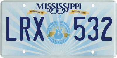 MS license plate LRX532