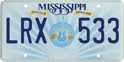 MS license plate LRX533