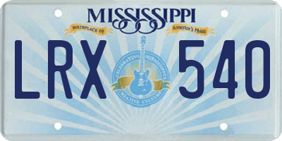 MS license plate LRX540