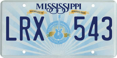 MS license plate LRX543