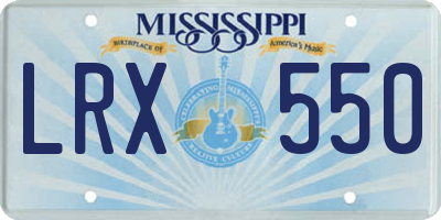 MS license plate LRX550