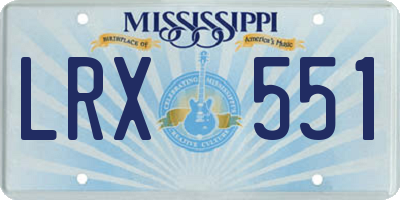 MS license plate LRX551