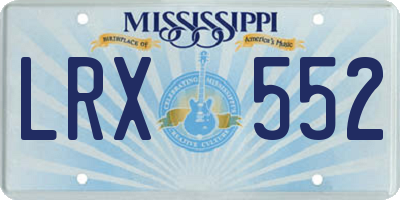 MS license plate LRX552