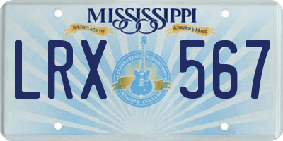 MS license plate LRX567