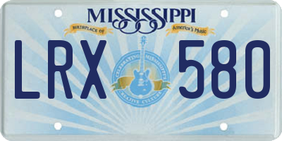 MS license plate LRX580