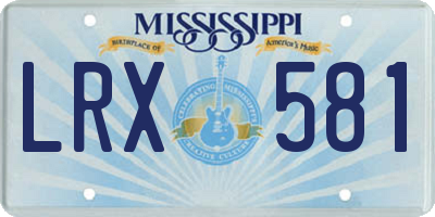 MS license plate LRX581