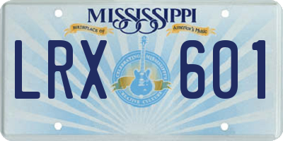 MS license plate LRX601