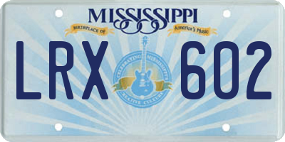 MS license plate LRX602