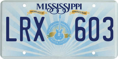 MS license plate LRX603