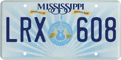 MS license plate LRX608