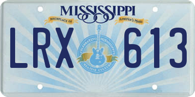 MS license plate LRX613