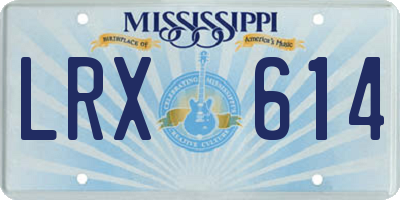 MS license plate LRX614