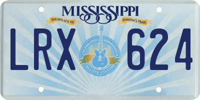 MS license plate LRX624