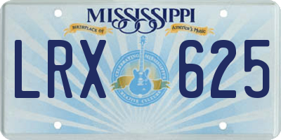 MS license plate LRX625