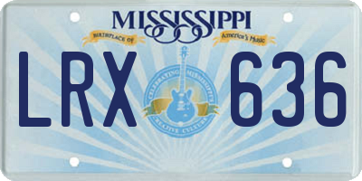 MS license plate LRX636