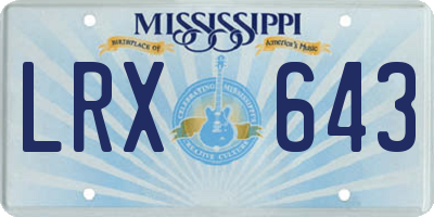 MS license plate LRX643