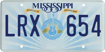 MS license plate LRX654