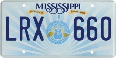 MS license plate LRX660