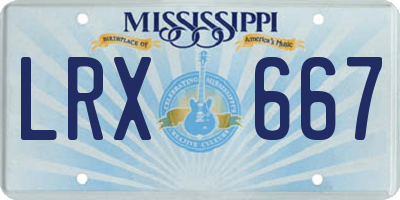 MS license plate LRX667