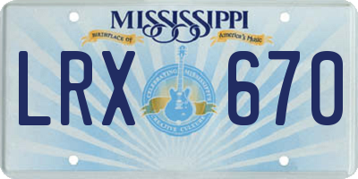 MS license plate LRX670