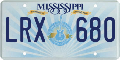 MS license plate LRX680
