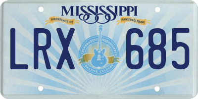 MS license plate LRX685