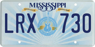 MS license plate LRX730