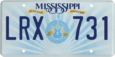 MS license plate LRX731
