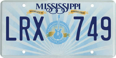 MS license plate LRX749