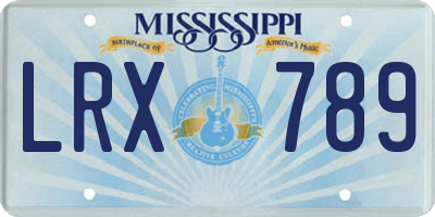MS license plate LRX789